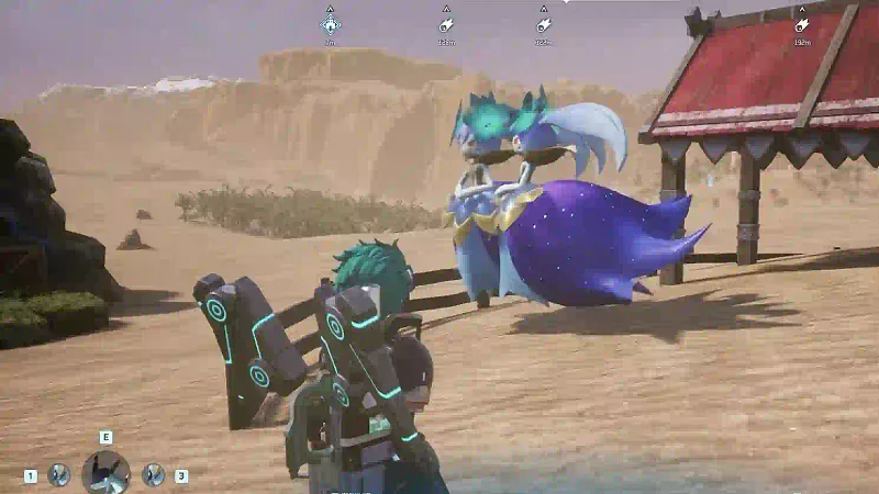 Two Lyleen Noct standing together at a Palworld base, the breeding pair used to farm Technology Points