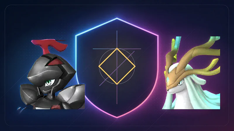 Necromus and Hartalis facing a shield that compares Diamond Body, Idiosyncratic, and Immortality
