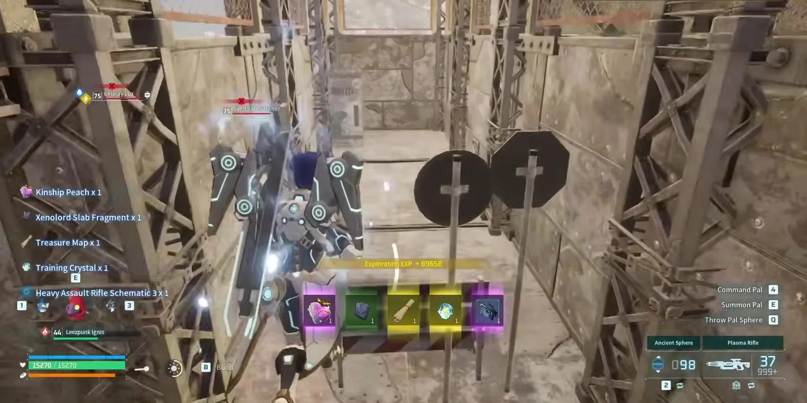 Loot feed showing a Treasure Map and Heavy Assault Rifle Schematic 3 pulled from an enemy base main chest