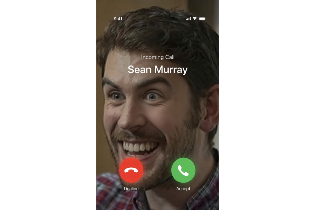 Meme showing an incoming call from Sean Murray over an extremely excited reaction
