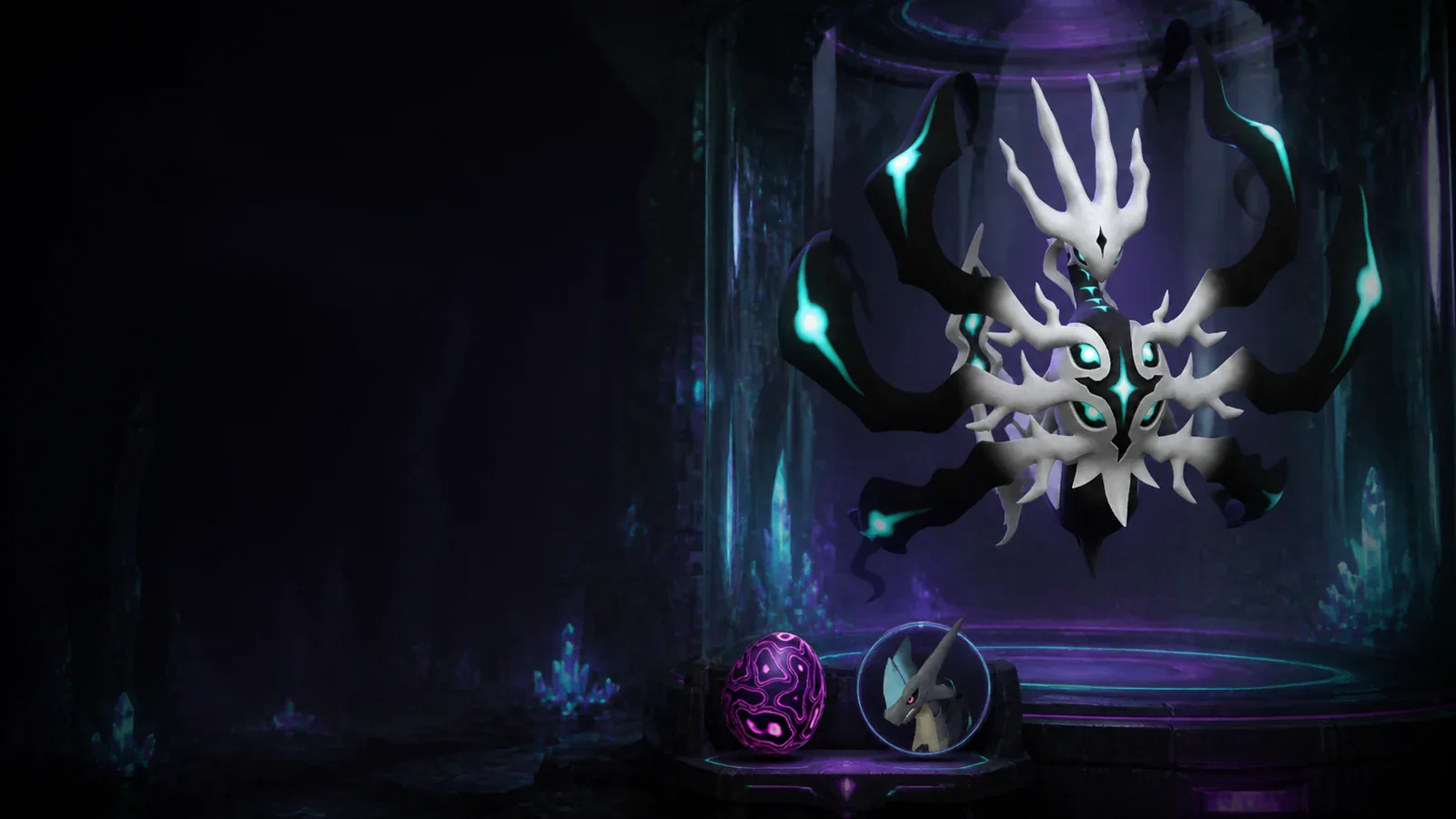 Astralym silhouetted in a cosmic World Tree arena beneath violet starlight