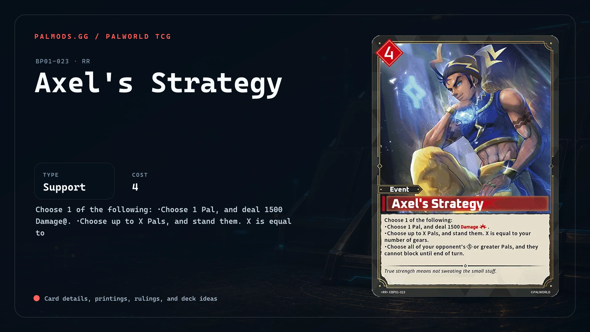 Axel's Strategy SP | BP01-023SP | Palworld TCG Card