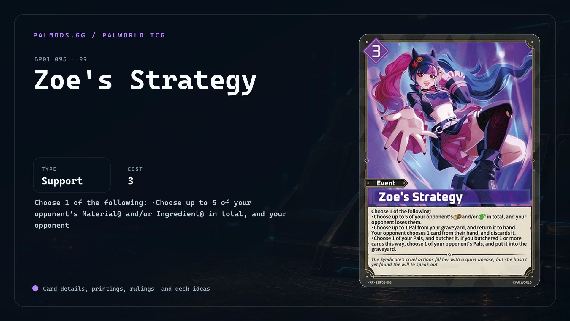 Zoe's Strategy SP | BP01-095SP | Palworld TCG Card