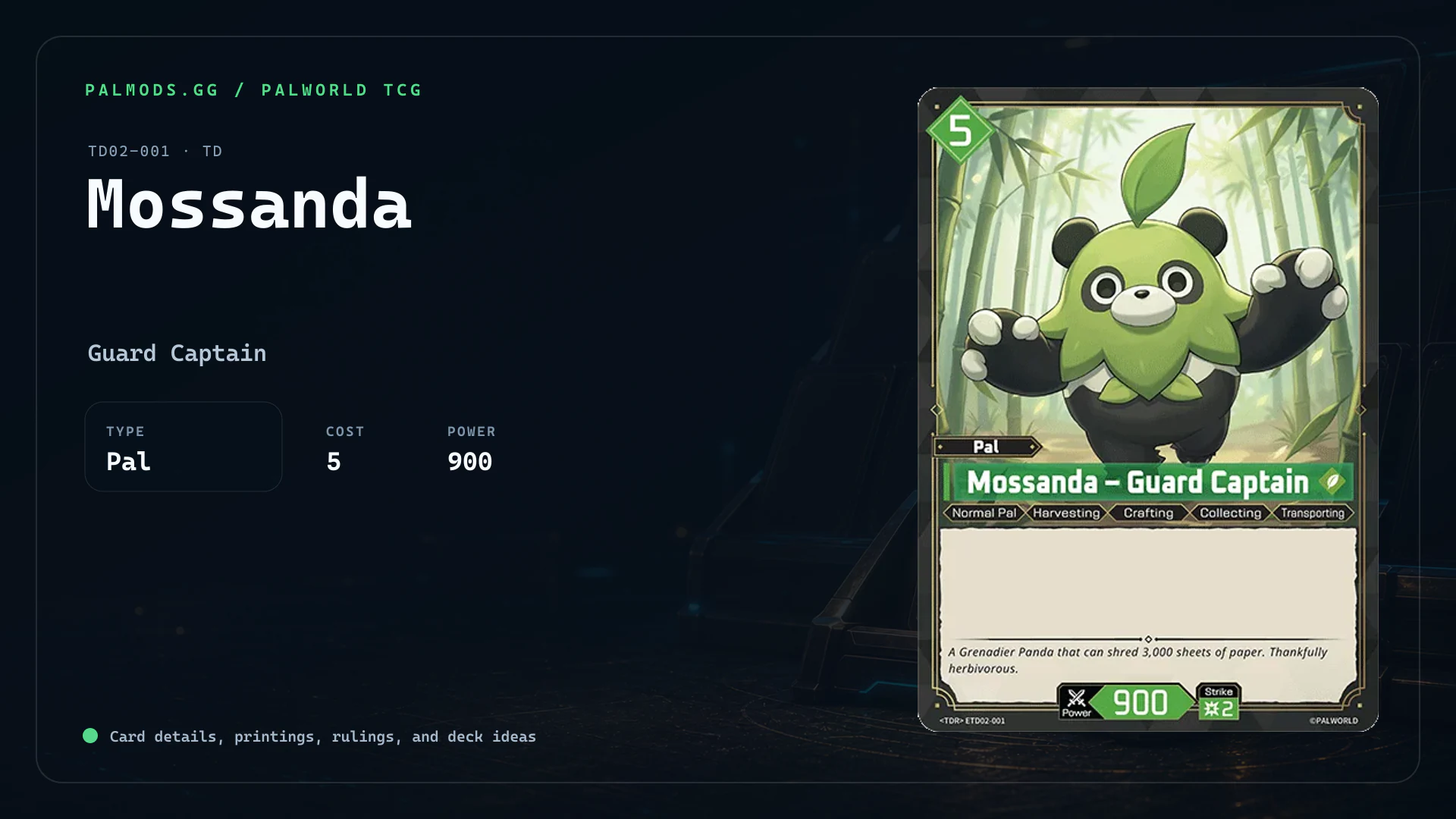 Mossanda TSP | TD02-001TSP | Palworld TCG Card