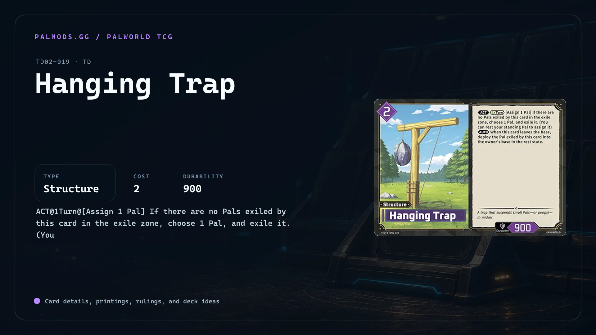 Hanging Trap | TD02-019 | Palworld TCG Card
